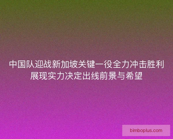 中国队迎战新加坡关键一役全力冲击胜利展现实力决定出线前景与希望 中国队迎战新加坡关键一役全力冲击胜利展现实力决定出线前景与希望